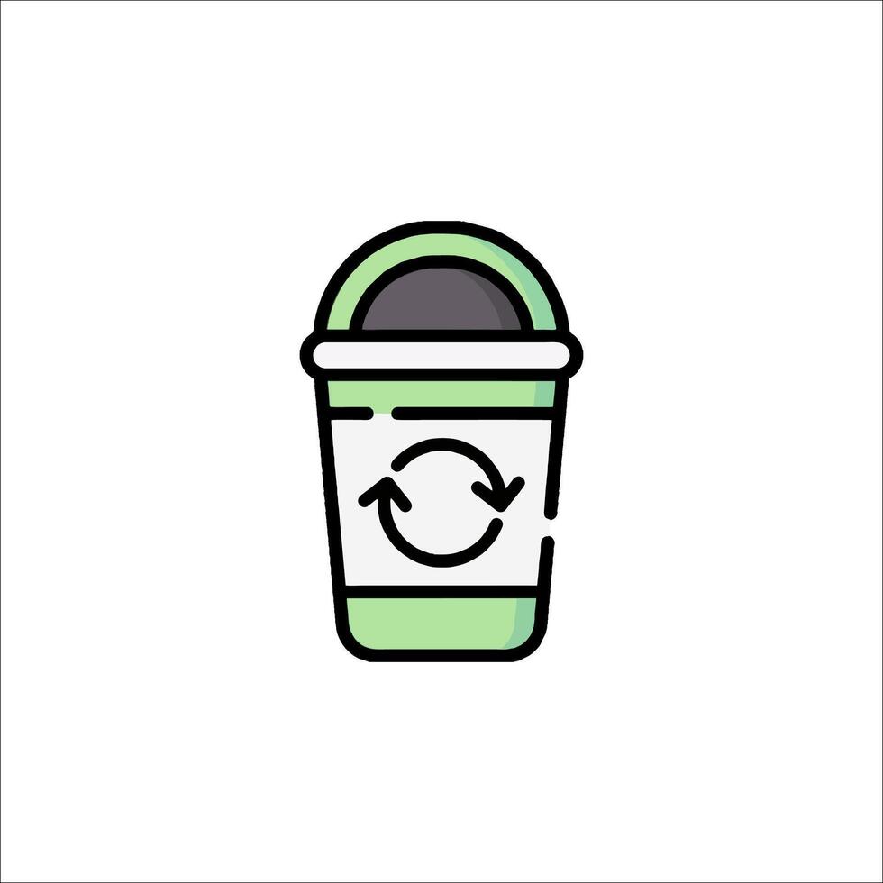 A green and white trash can icon vector