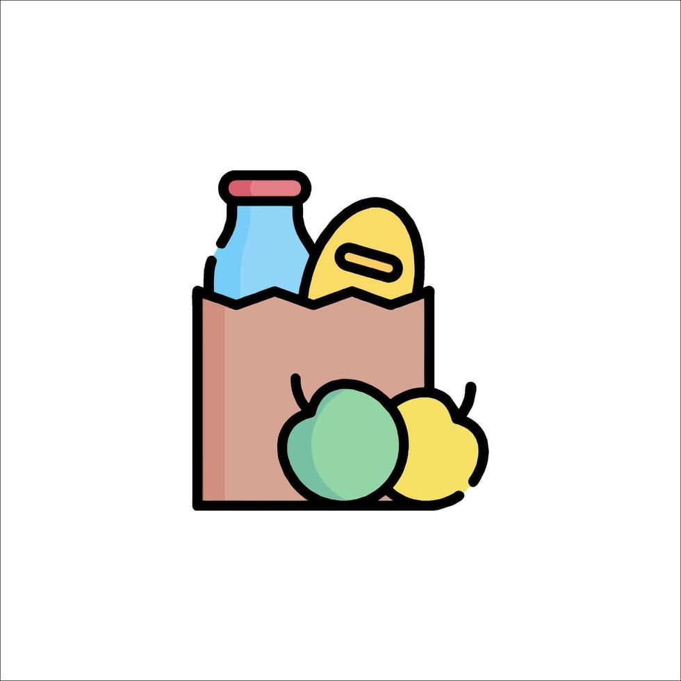 A grocery bag with apples and milk vector