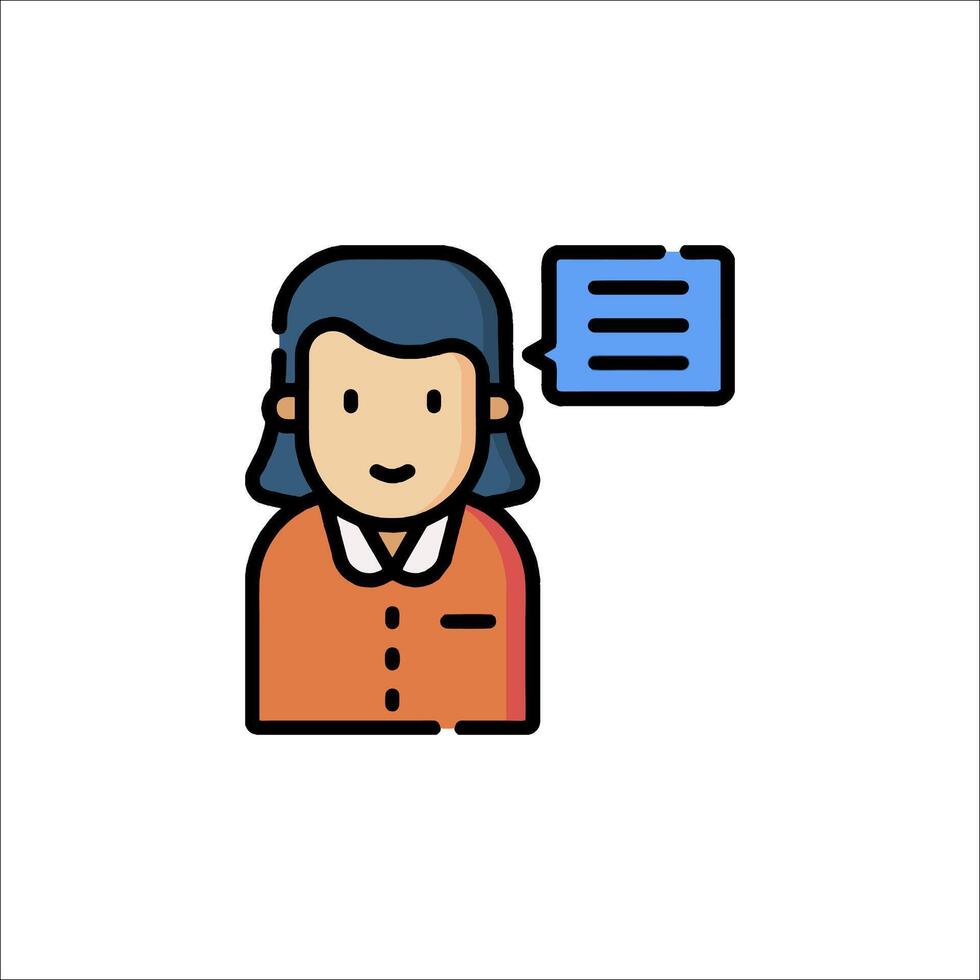 A woman with a speech bubble icon vector