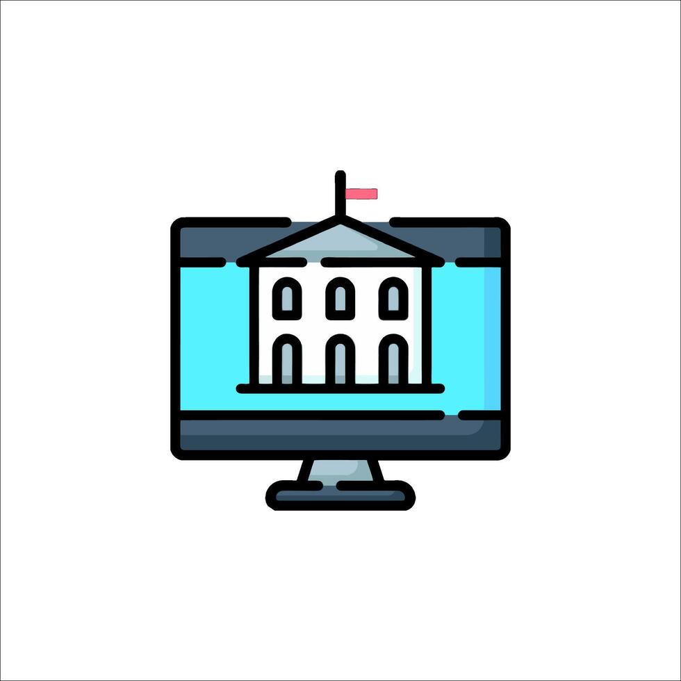 The white house on a computer monitor vector