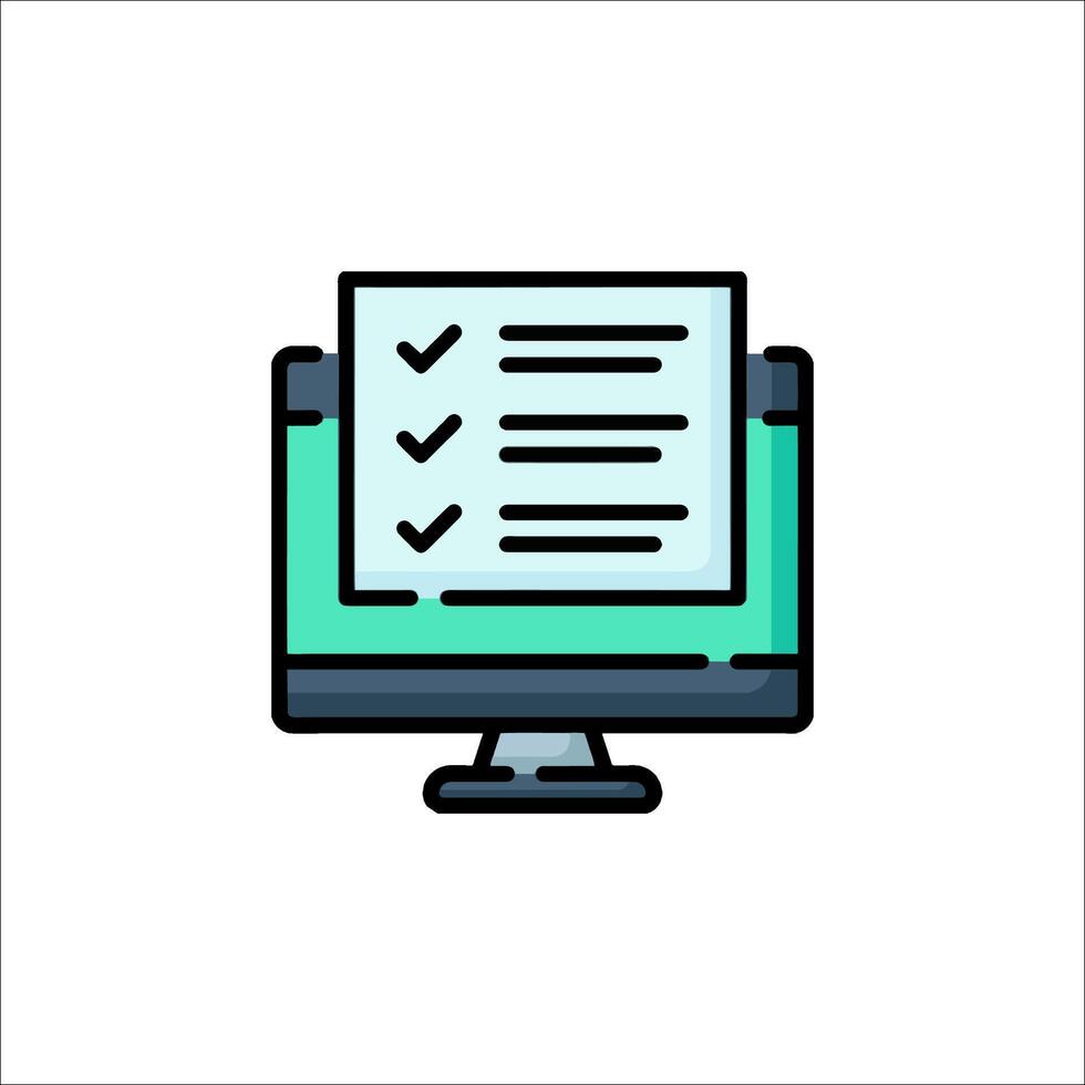 un computadora monitor con un cheque lista icono vector