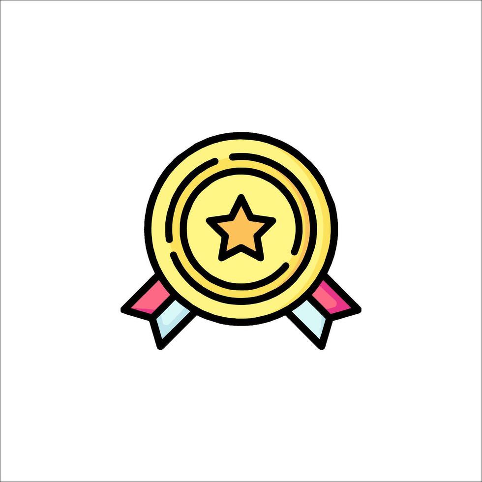 A gold medal with a star on it vector