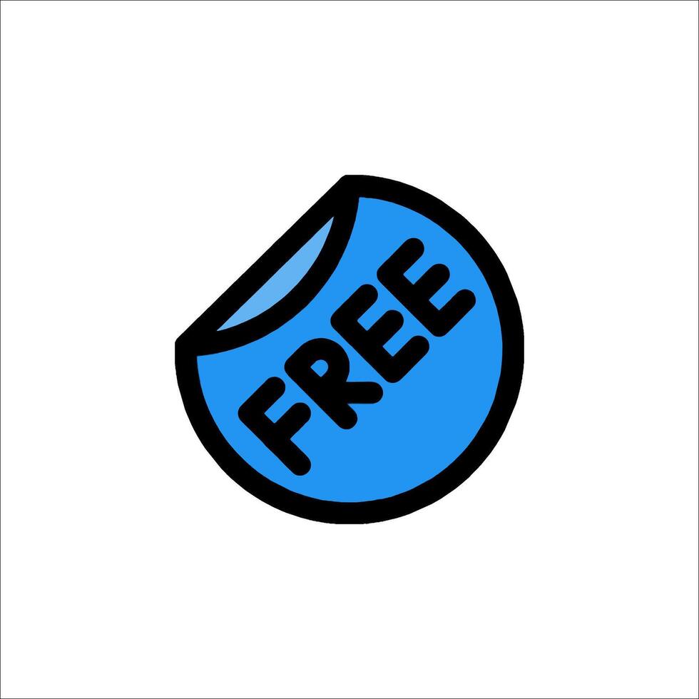A blue and black free sign with a black outline vector