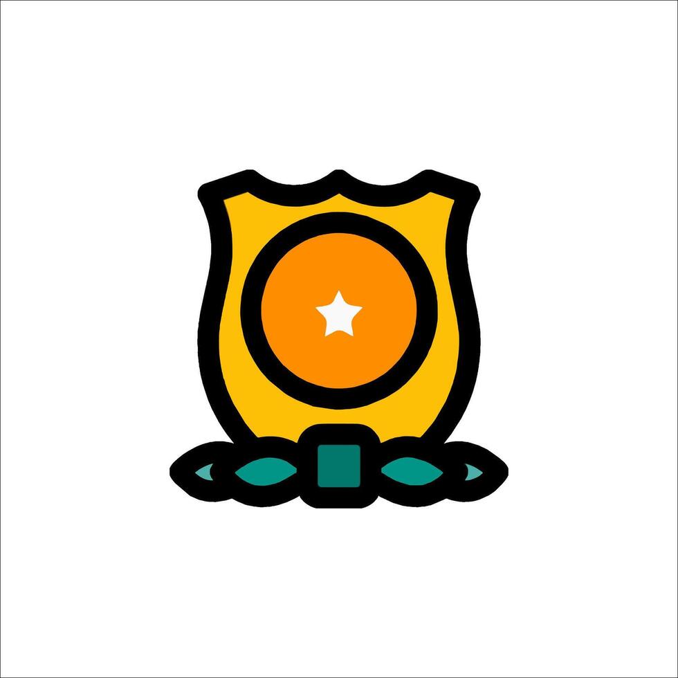 A badge with an orange star on it vector