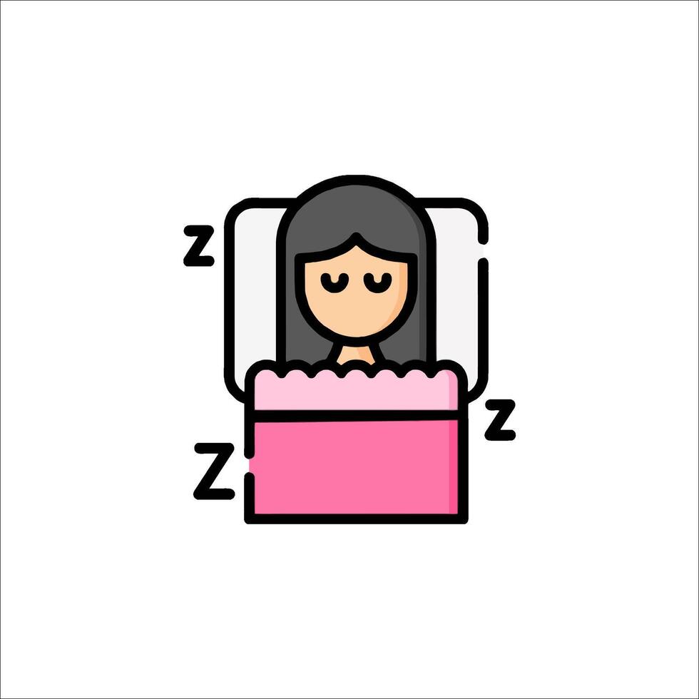 A woman sleeping in bed with a pink blanket vector