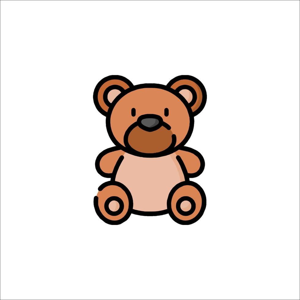 A teddy bear is shown in a simple line drawing vector