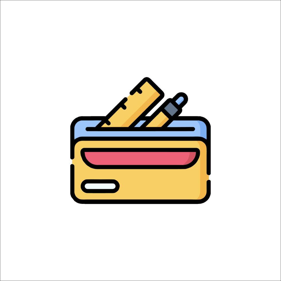 A wallet with pencils and a pen icon vector