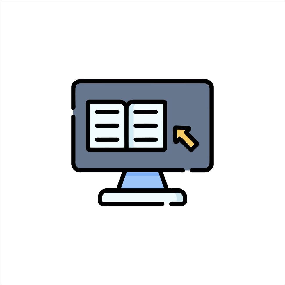 A computer monitor with a book icon vector