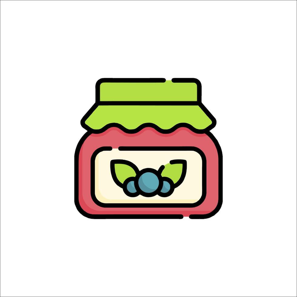 A jar of jam with berries on top vector