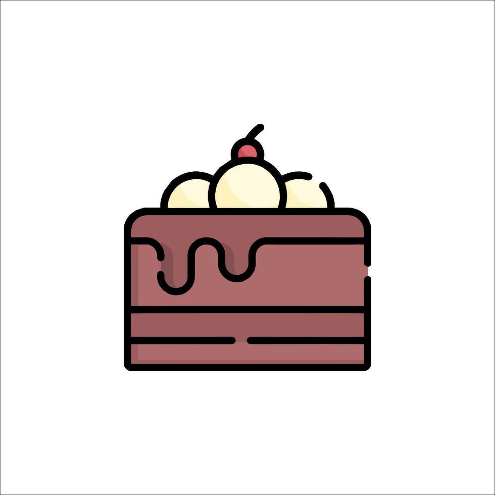 A chocolate cake icon with a cherry on top vector