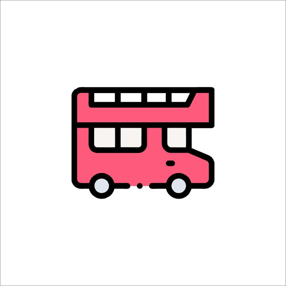 A pink double decker bus icon on a white background vector