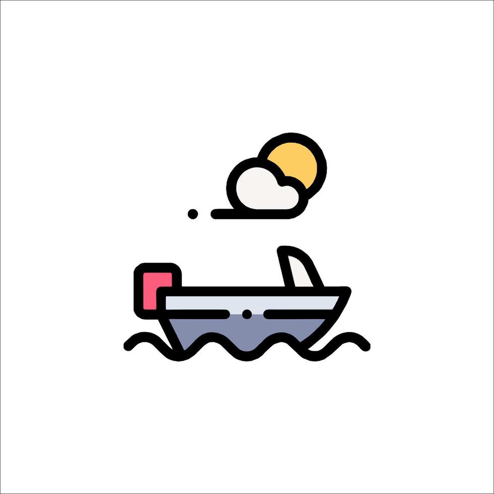 A boat with a sun and clouds on it vector