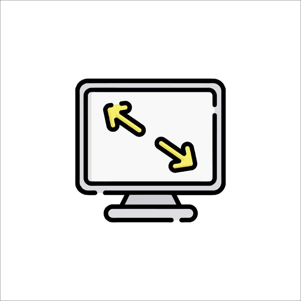 A computer monitor with an arrow pointing to it vector