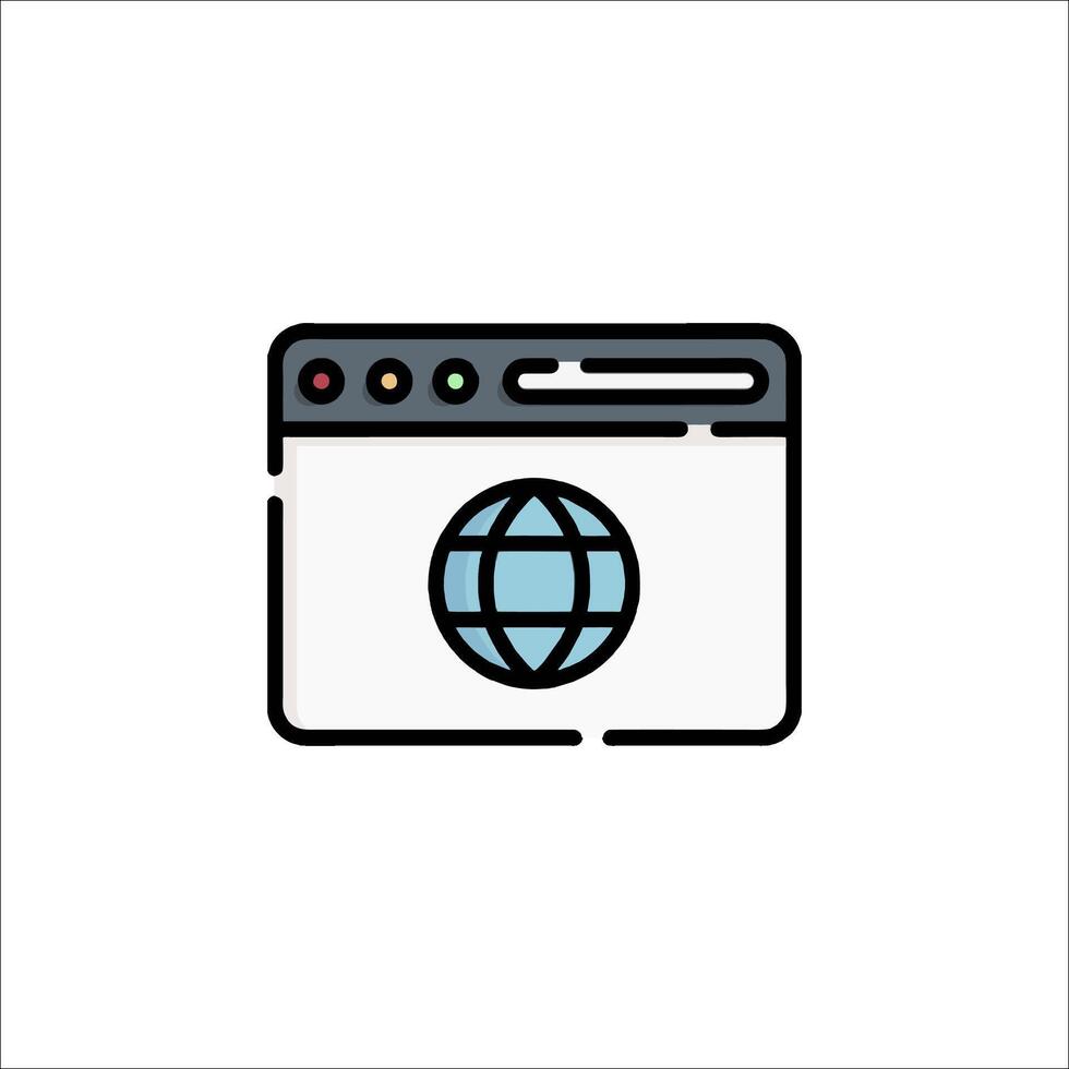 Internet icon with a globe on a computer screen vector