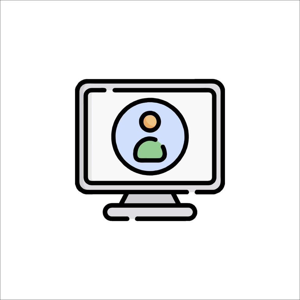A computer monitor with a person on it vector