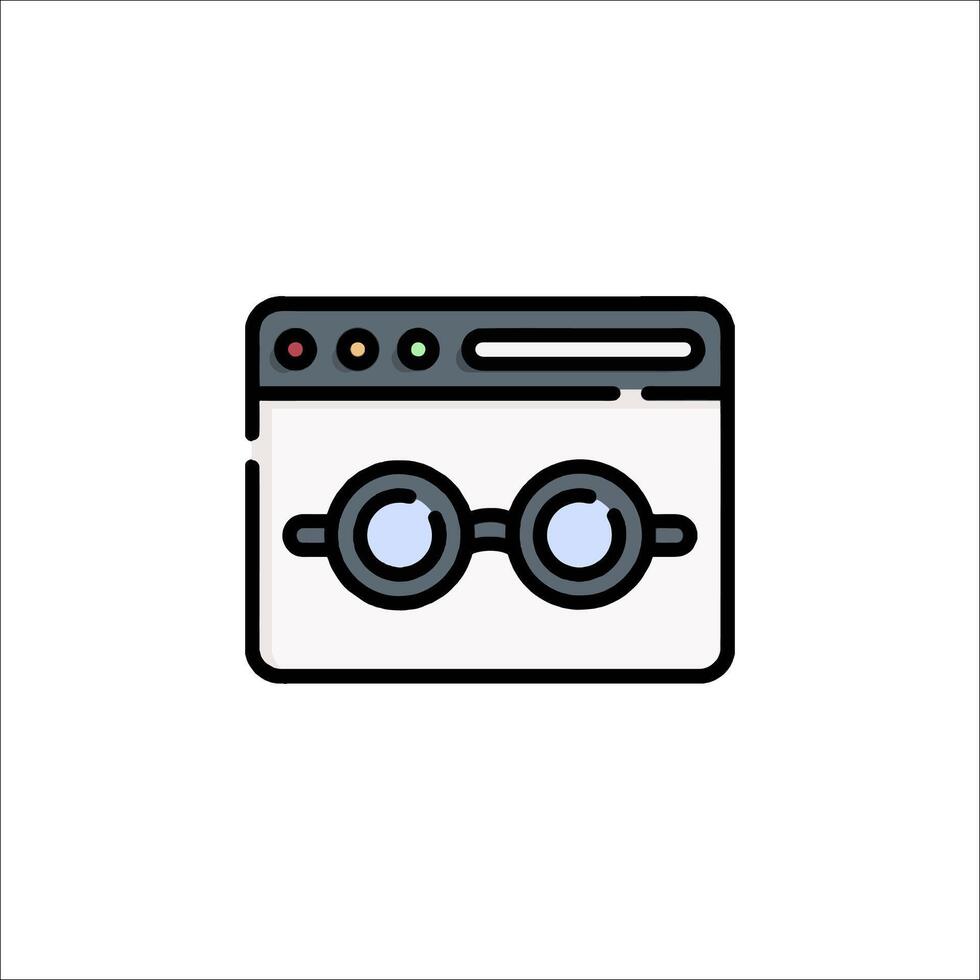 A computer with glasses icon on a white background vector