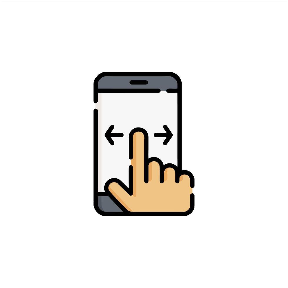 A hand pressing a button on a phone vector