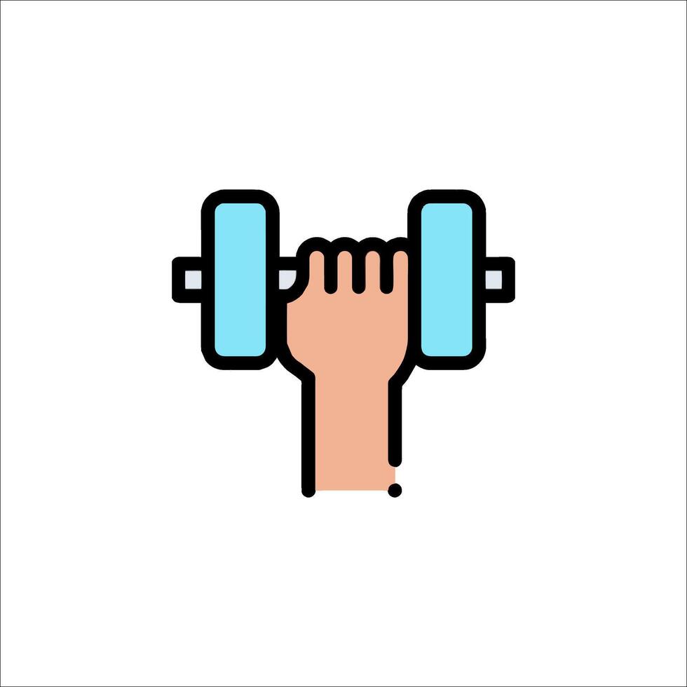 A hand holding a dumbbell icon vector