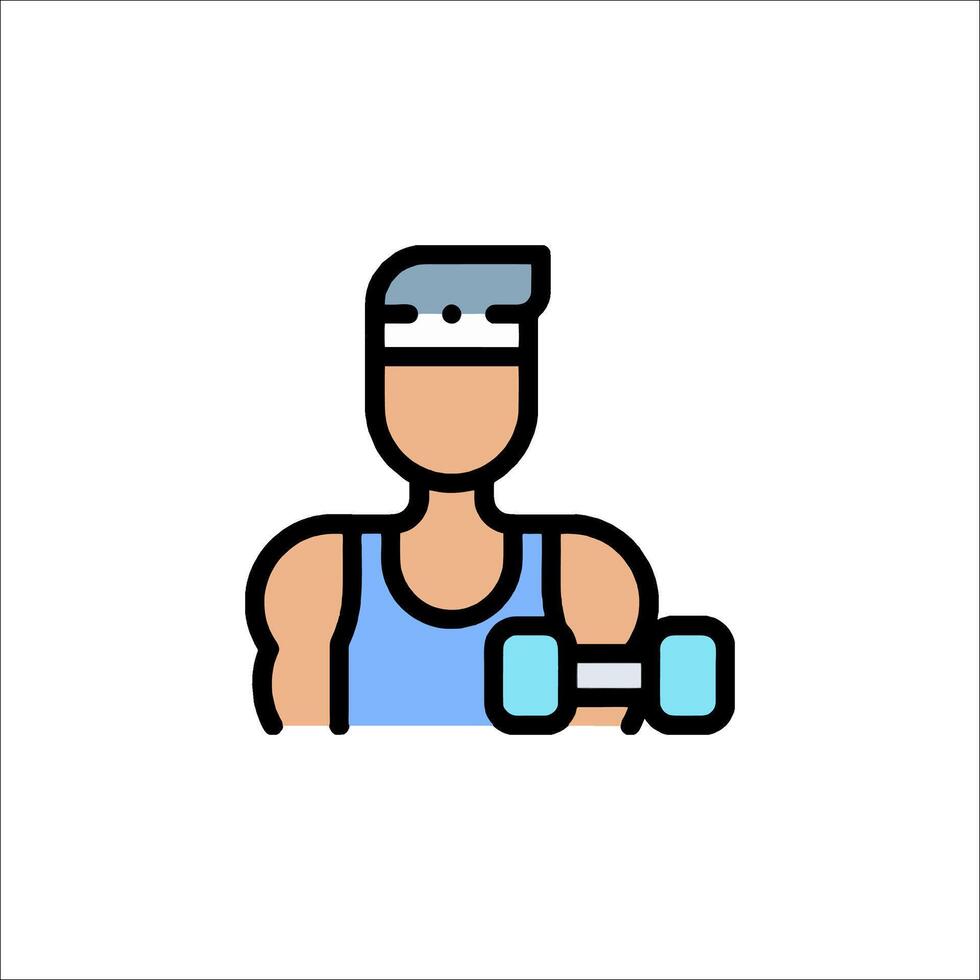 A man with a dumbbell icon vector
