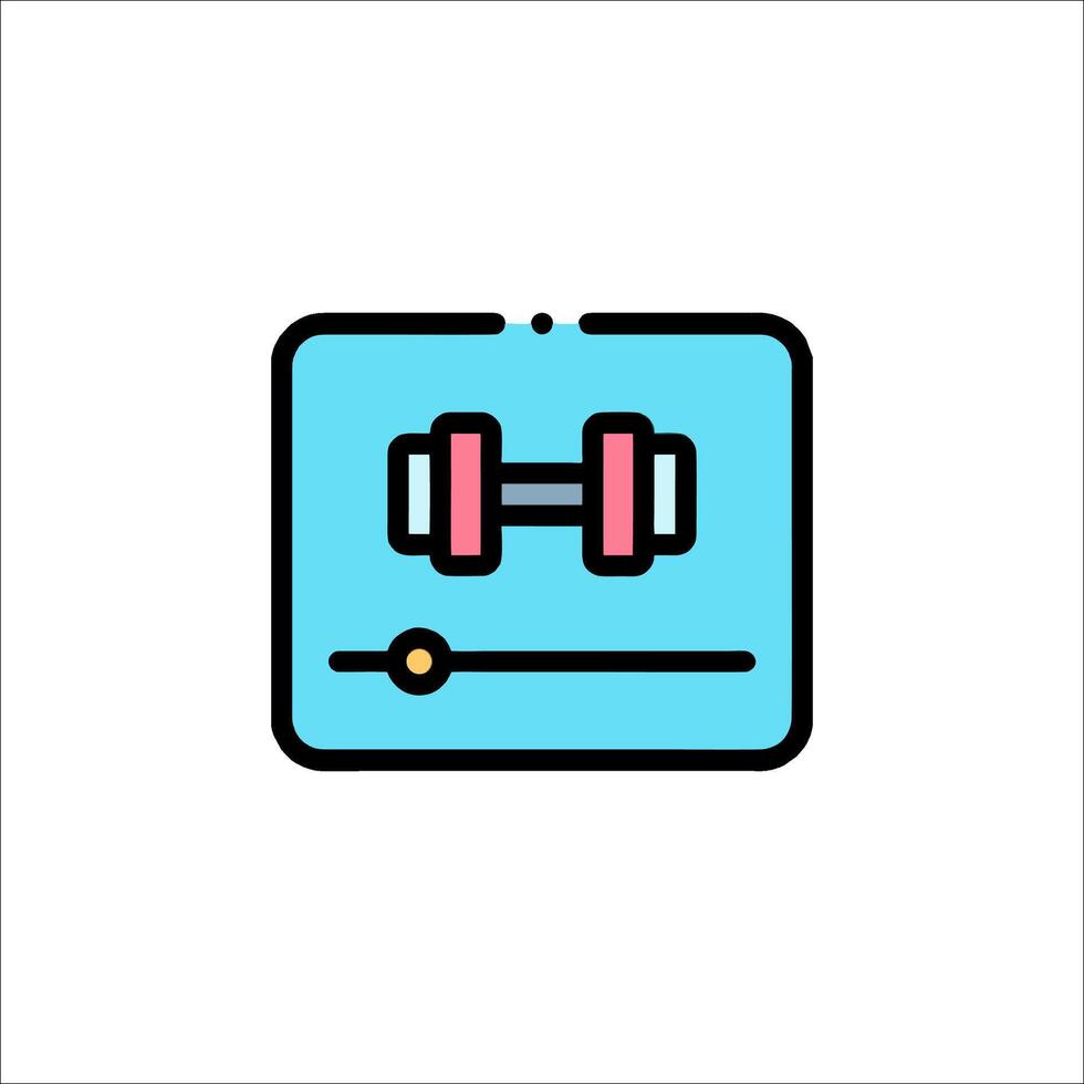 A blue and pink icon of a dumbbell vector