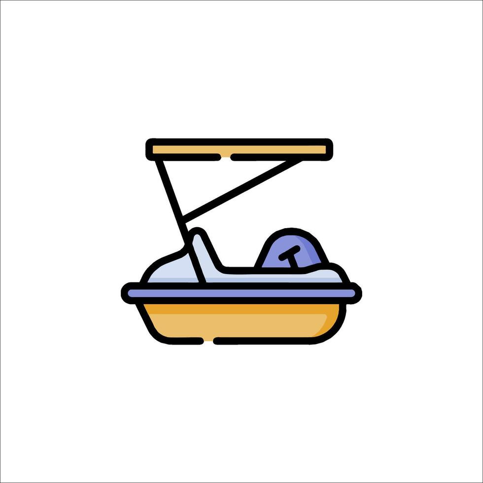 A boat with a person inside it on a white background vector