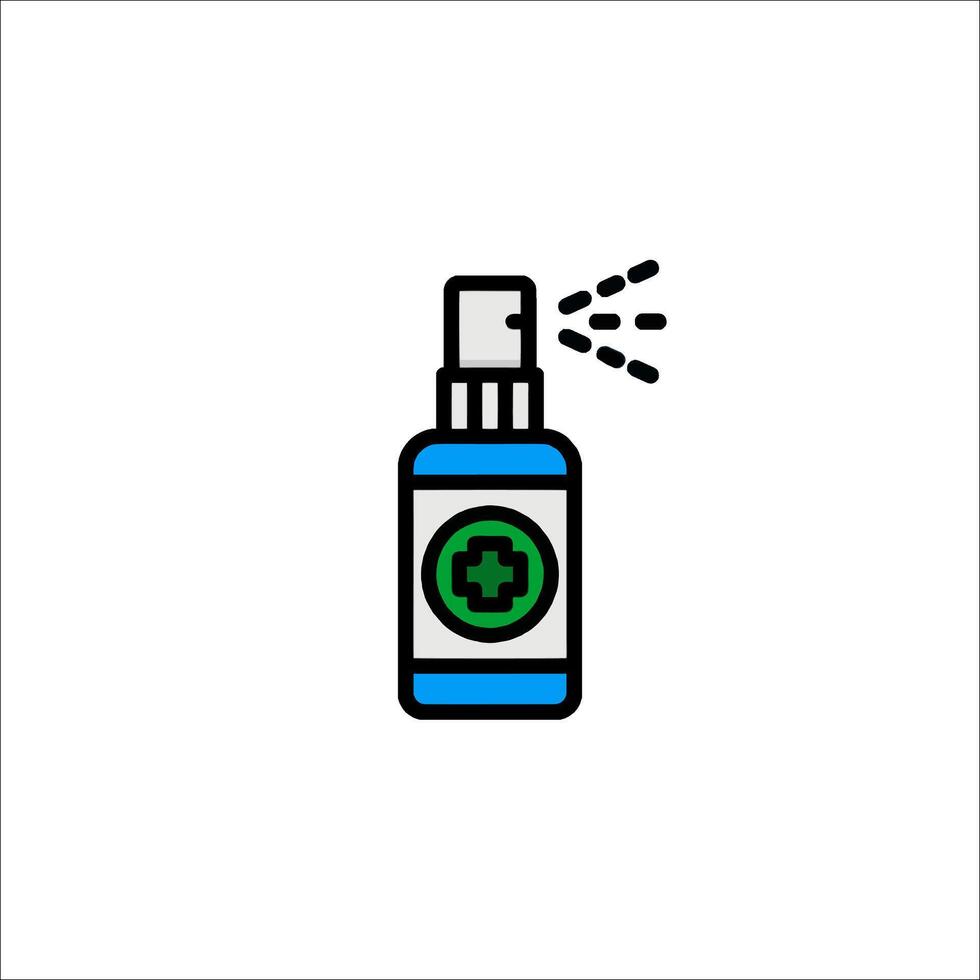 A bottle of hand sanitizer with a green cross on it vector
