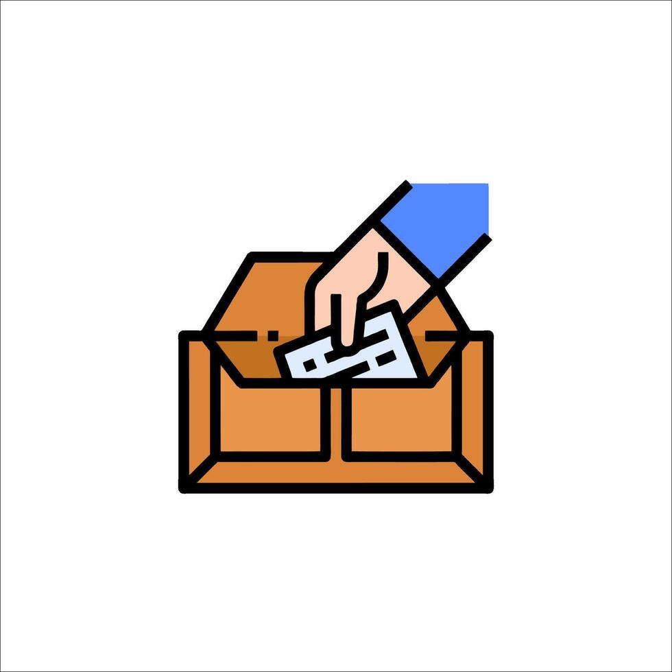 A hand putting a ballot into a box vector