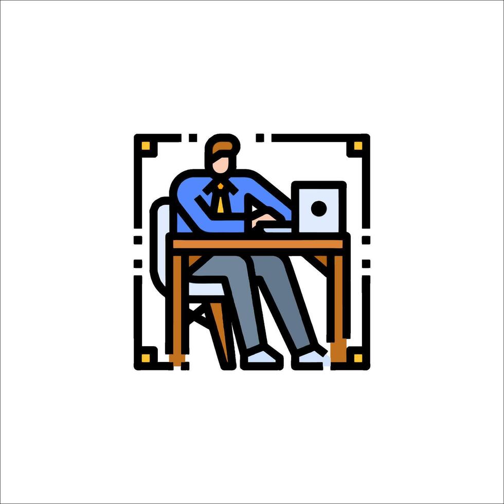 A man sitting at a desk with a laptop vector