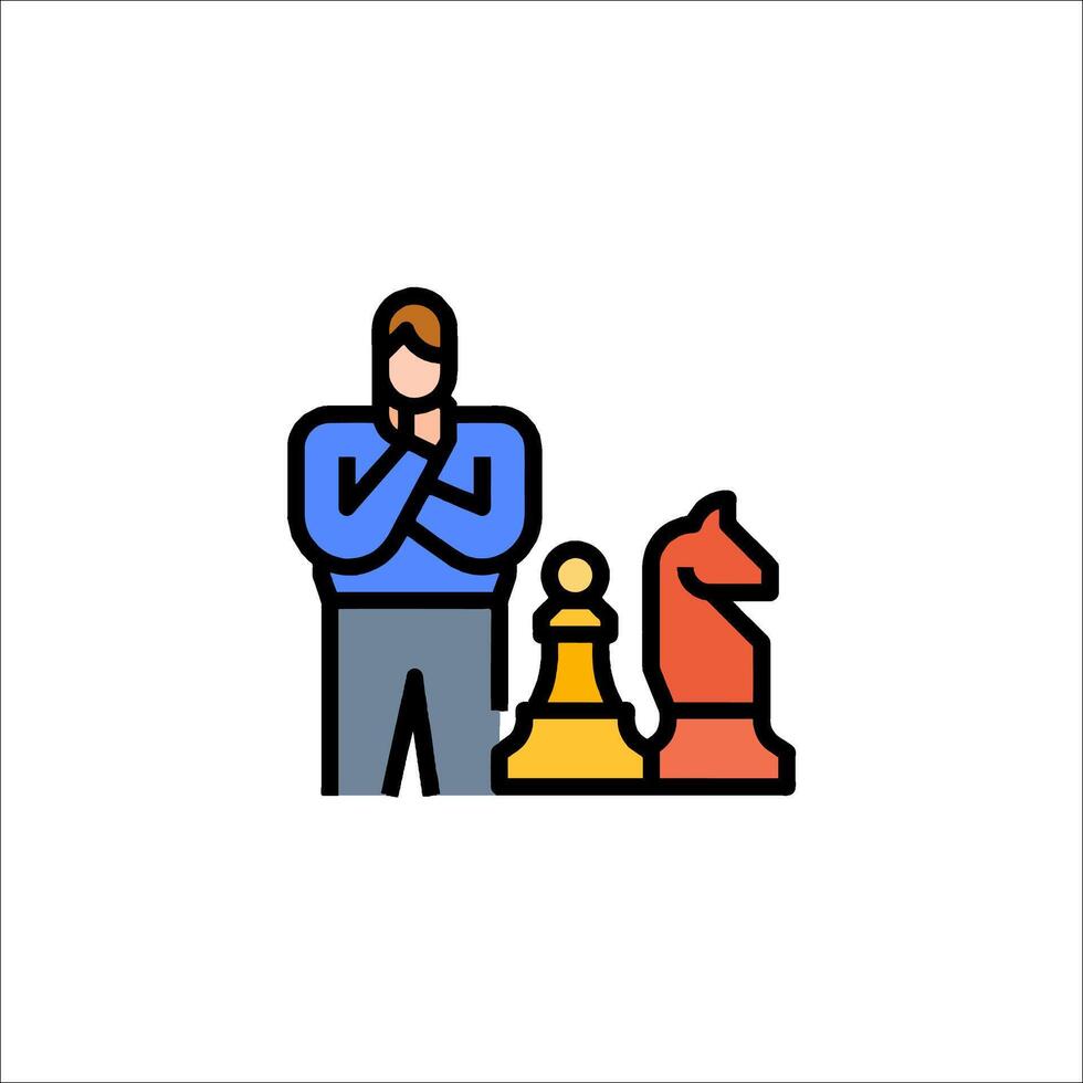 A man is standing next to a chess piece vector
