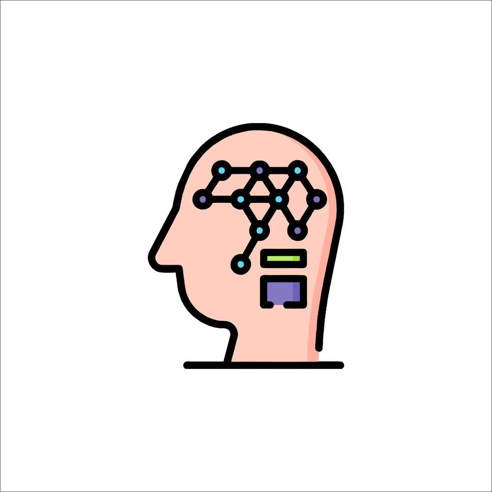 A person's head with a computer connected to it vector