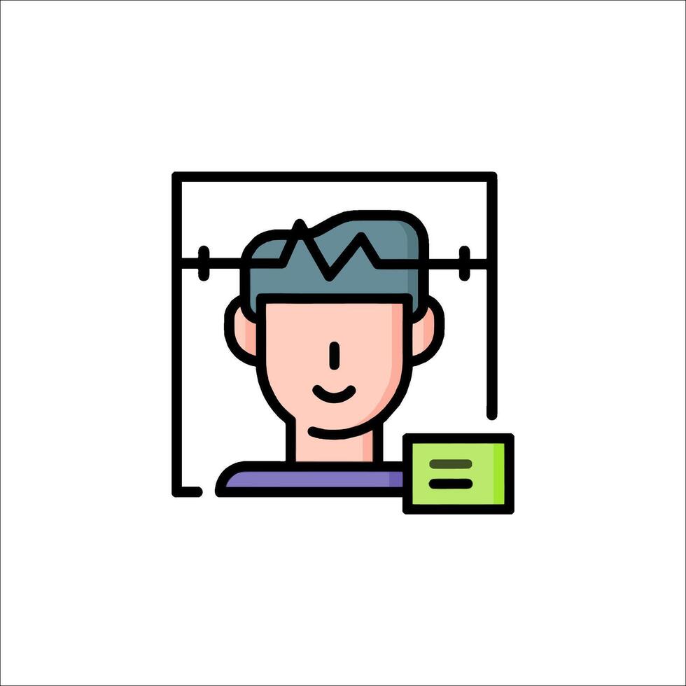 A man with a hat on his head and a note vector