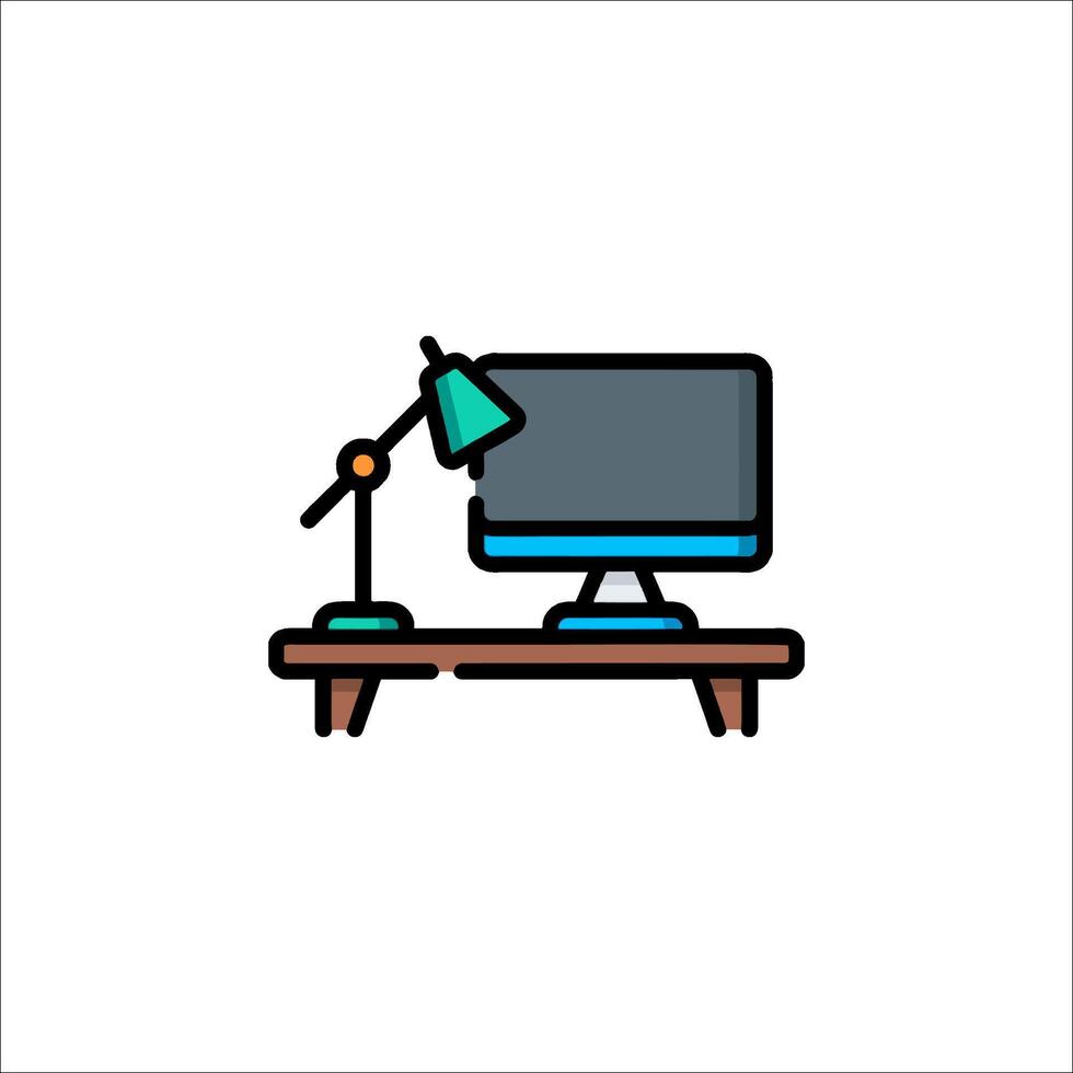 Computer desk icon vector