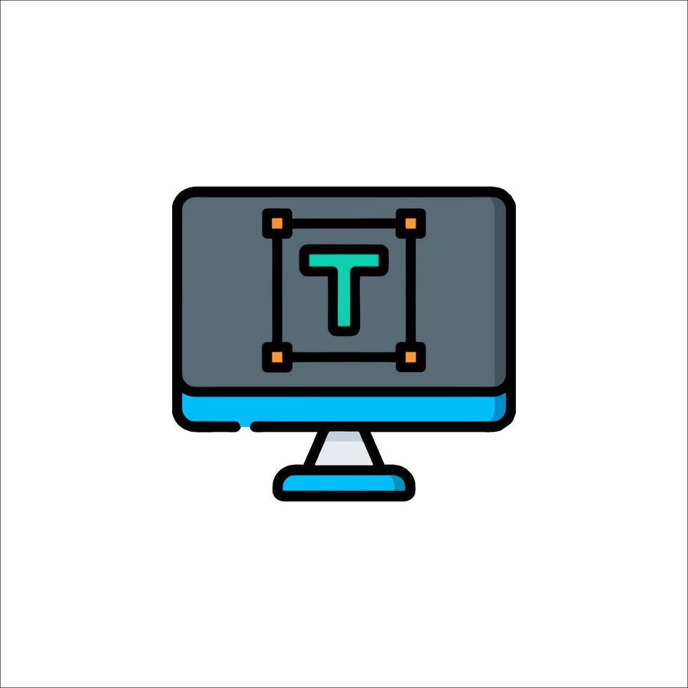 A computer monitor with the letter t on it vector