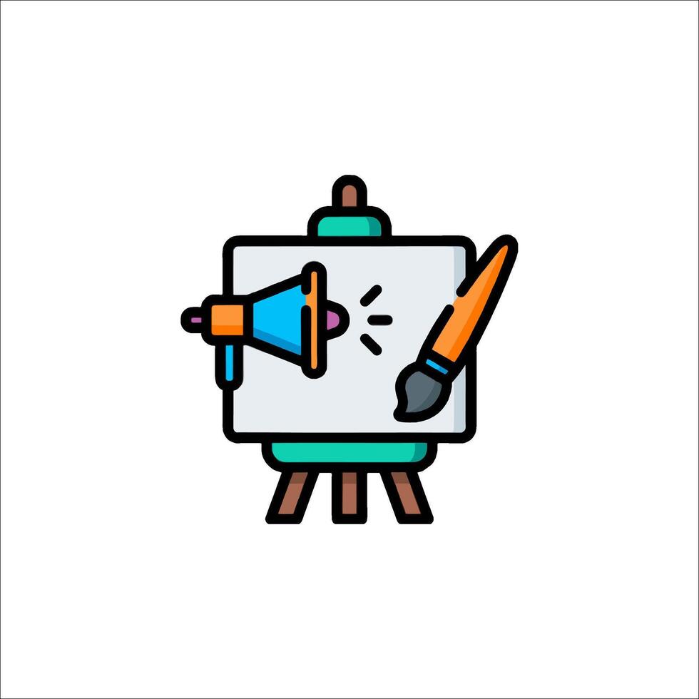 An icon of a paintbrush and a megaphone vector
