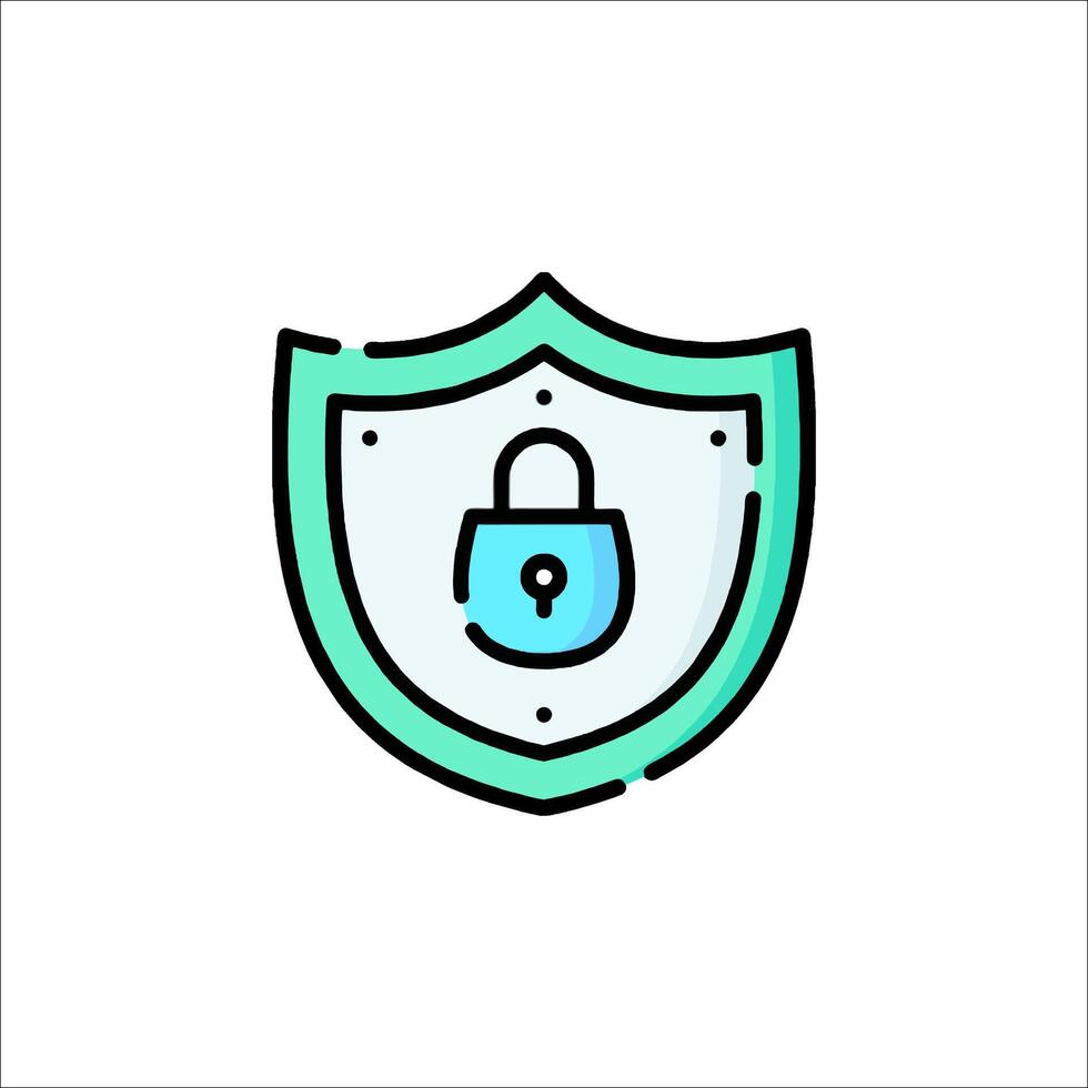 A shield with a lock icon vector