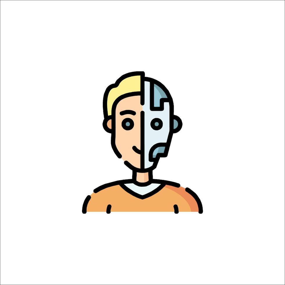 A man with a robot head and a robot face vector