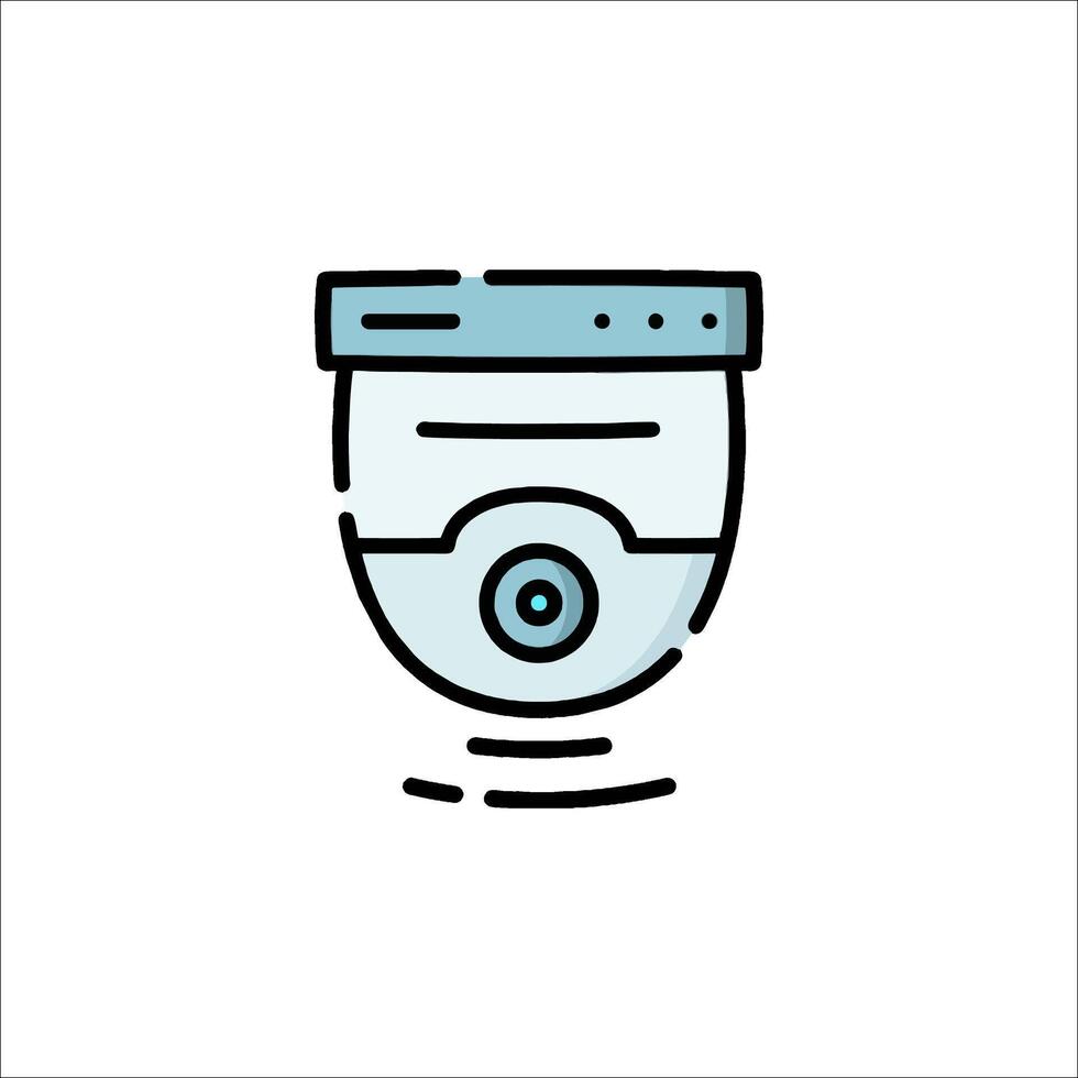 A blue and white line drawing of a camera vector