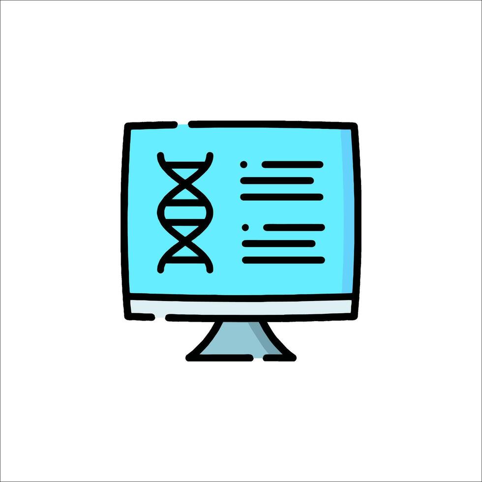 Dna icon on a computer monitor vector