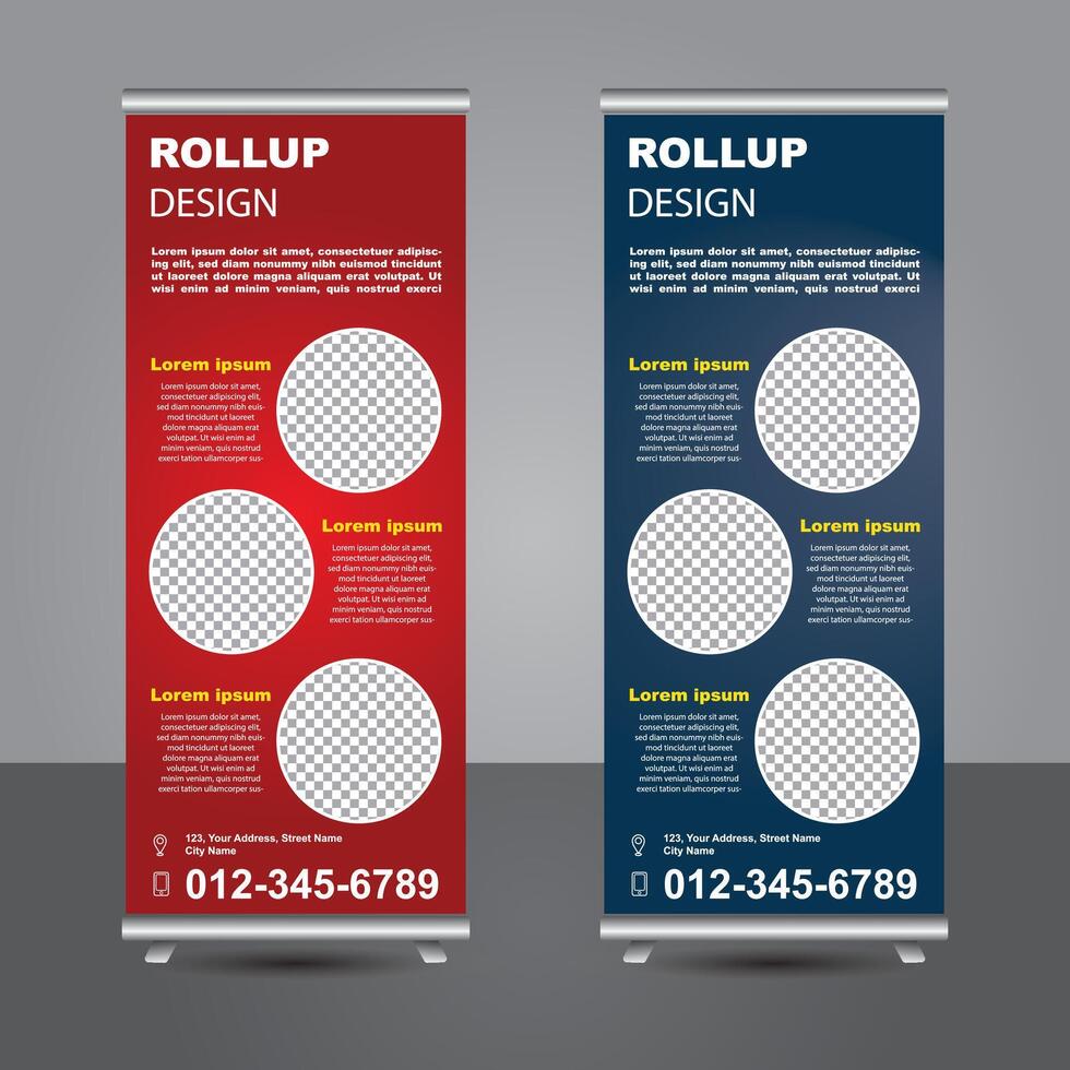 Creative roll up banner design template vector