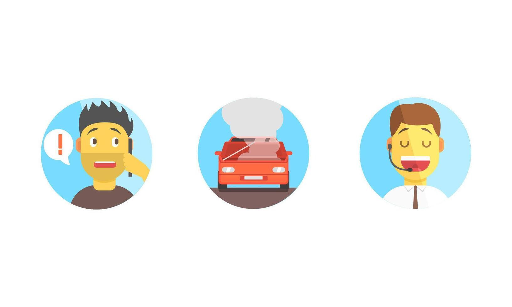 Car Assistance Help, Call Operator Support, Phone Dispatcher Center, Evacuation Service Illustration vector