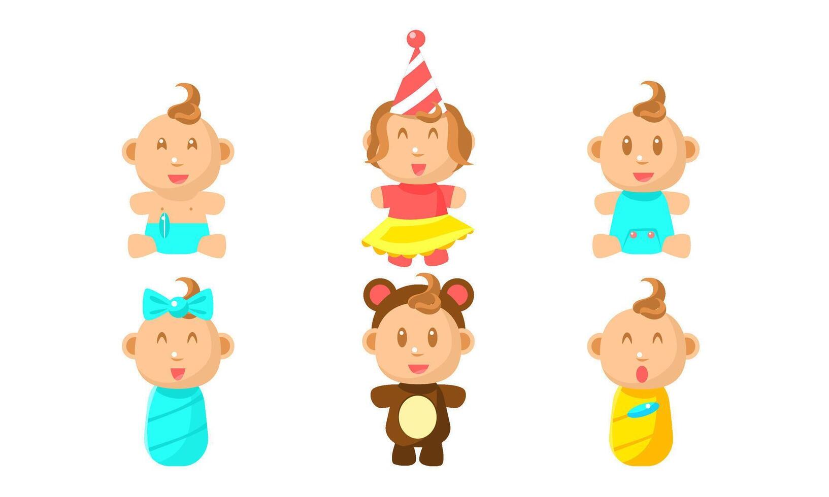 Cute Little Baby Character Set, Adorable Boy or Girl Daily Routine Illustration vector