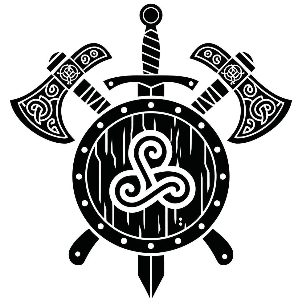 Minimalist Viking Symbol in Black and White. vector
