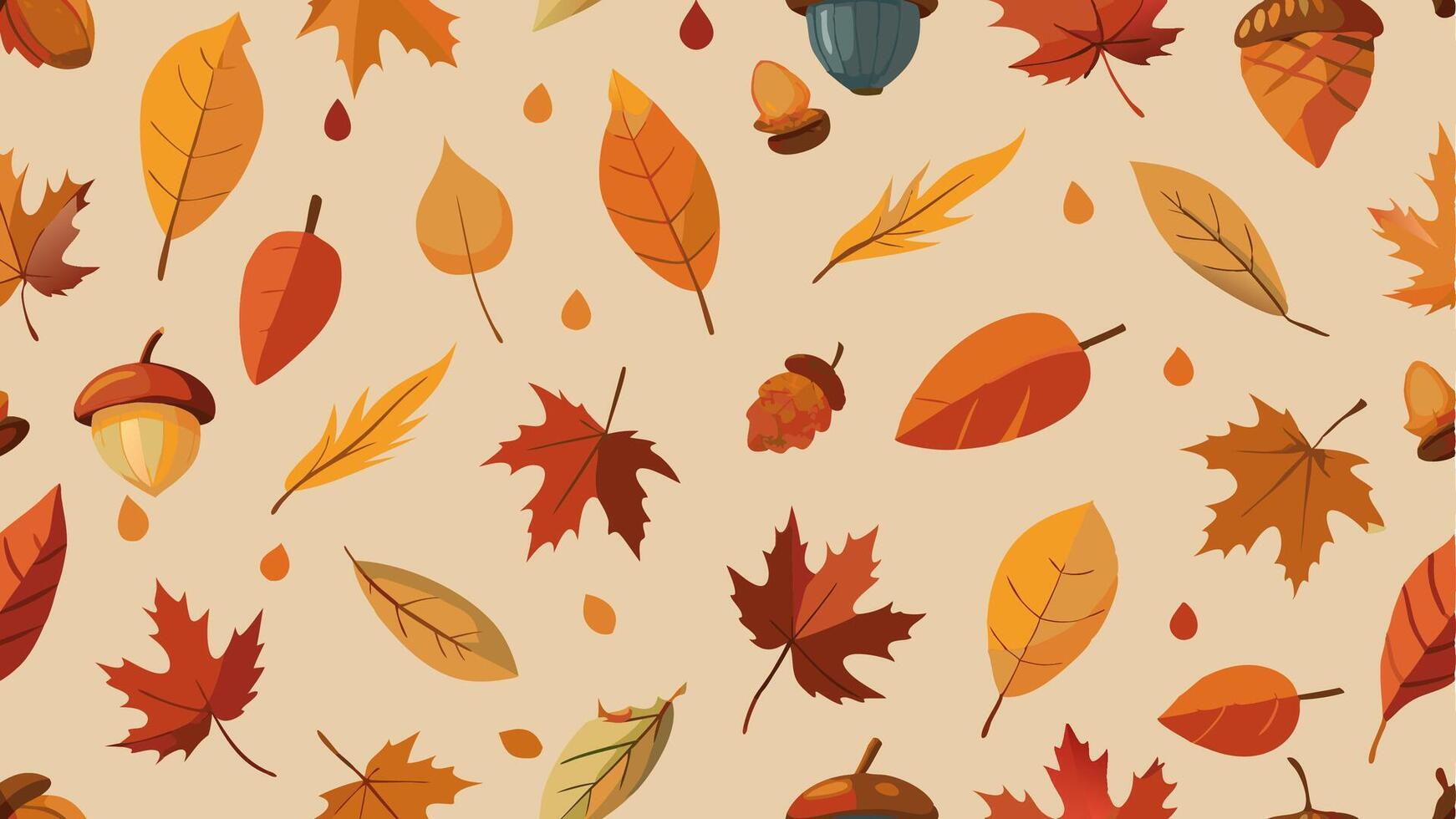 Decorative seamless autumn pattern featuring elegant fall foliage and nature motifs vector