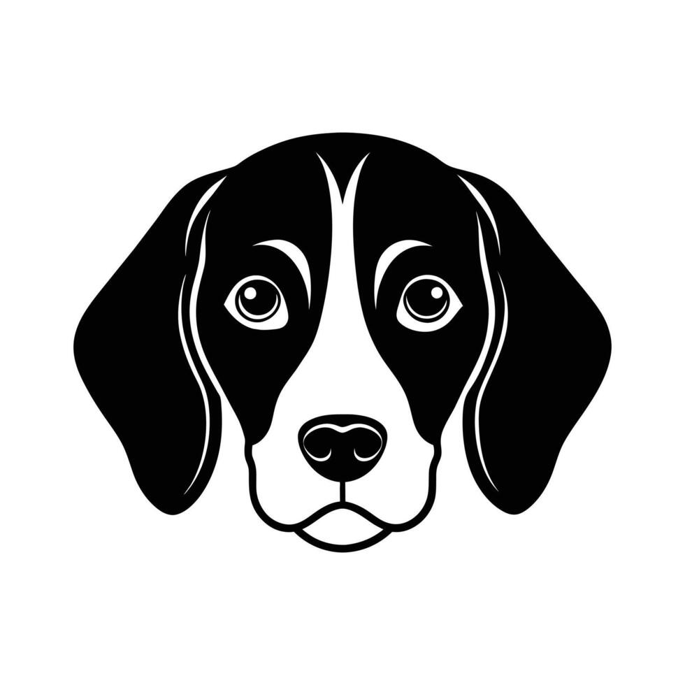 beagle dog face silhouette vector