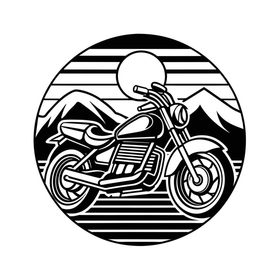 Motor bike icon with hill behind illustration vector