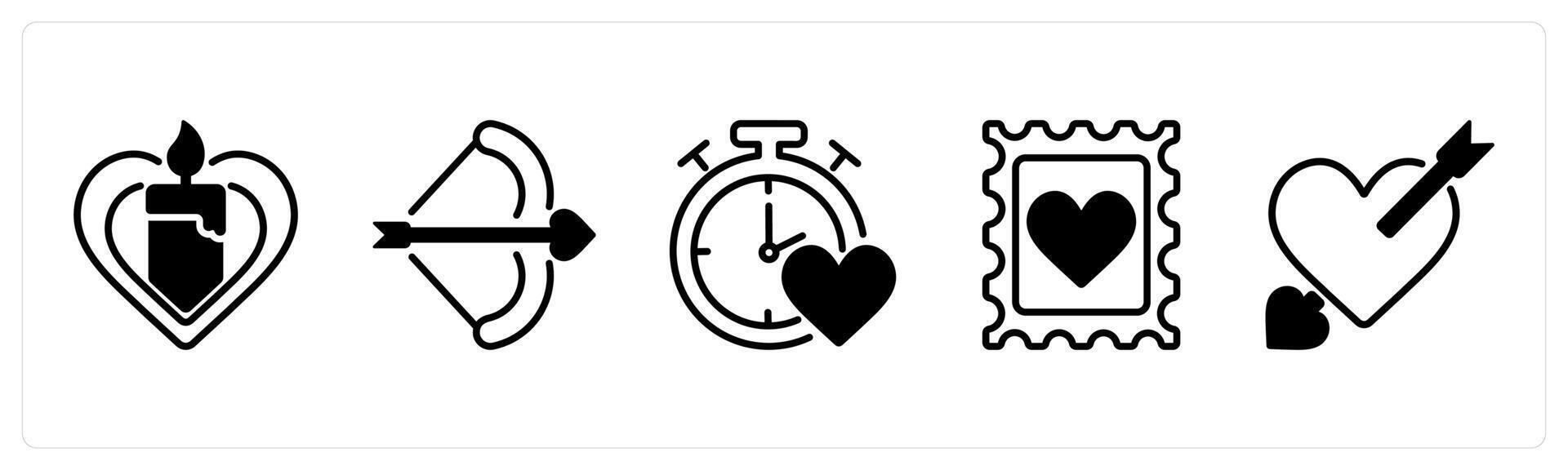 Happy valentines day icons as candle, cupid, time vector