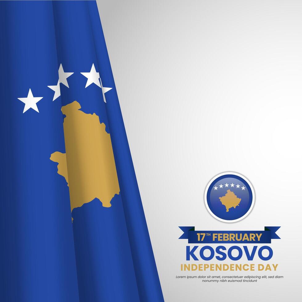 Kosovo Independence Day Square Banner Background Design With Realistic Flag Illustration vector
