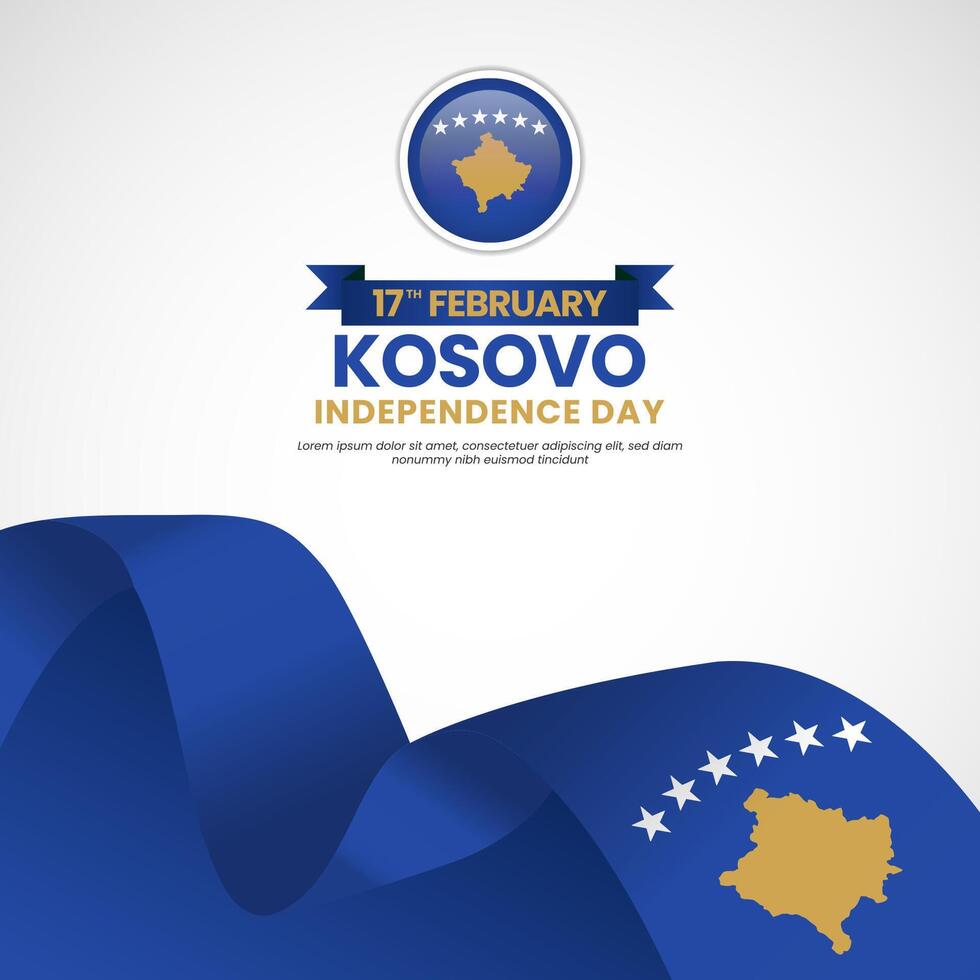 Kosovo Independence Day Banner Background Design With Realistic Flag Illustration vector