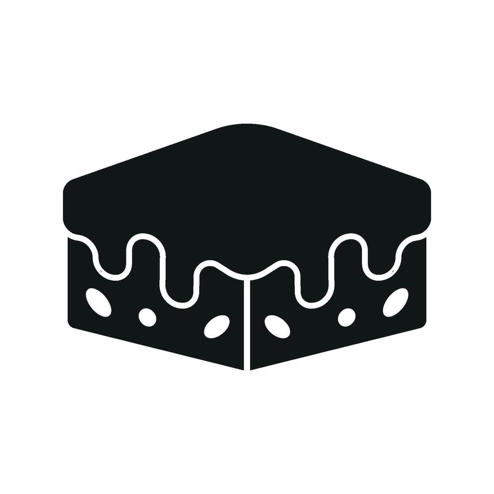 Brownies Icon showcases a rich and indulgent design, perfect for representing dessert menus or bakeries. vector