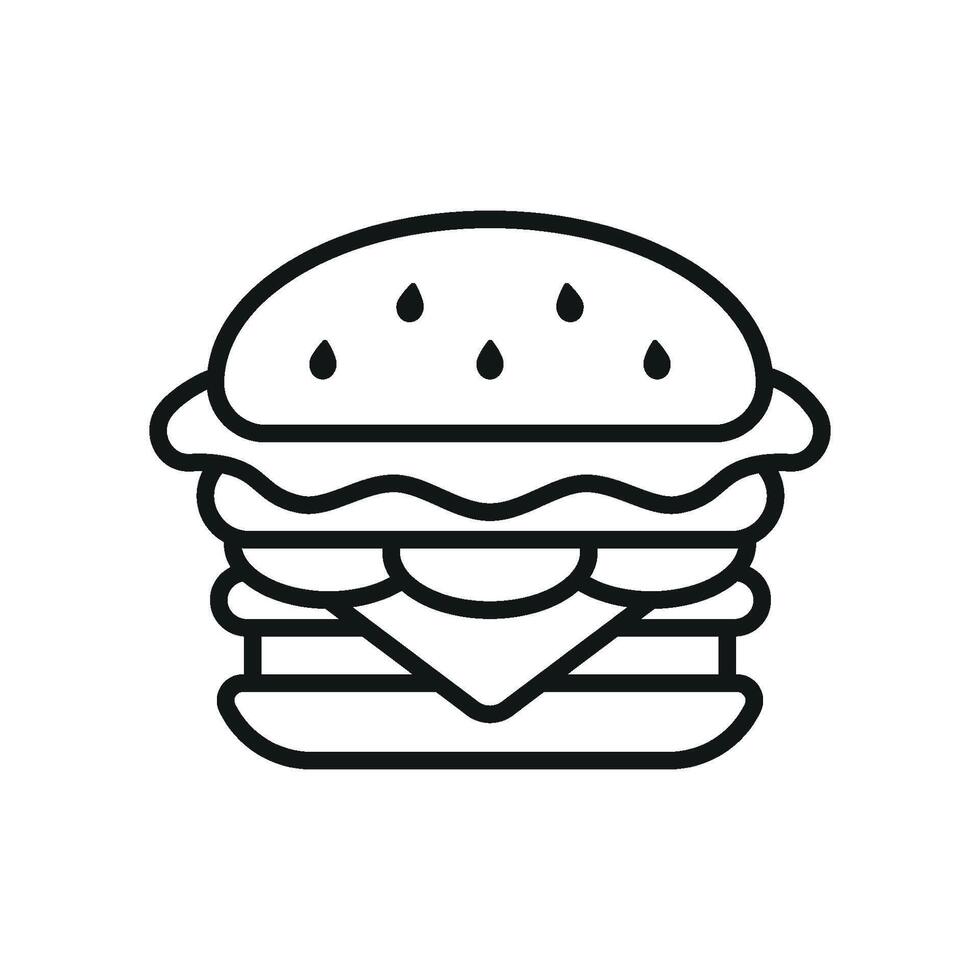 Hamburger Icon features a minimalist and modern look, ideal for branding trendy burger joints or food delivery services. vector